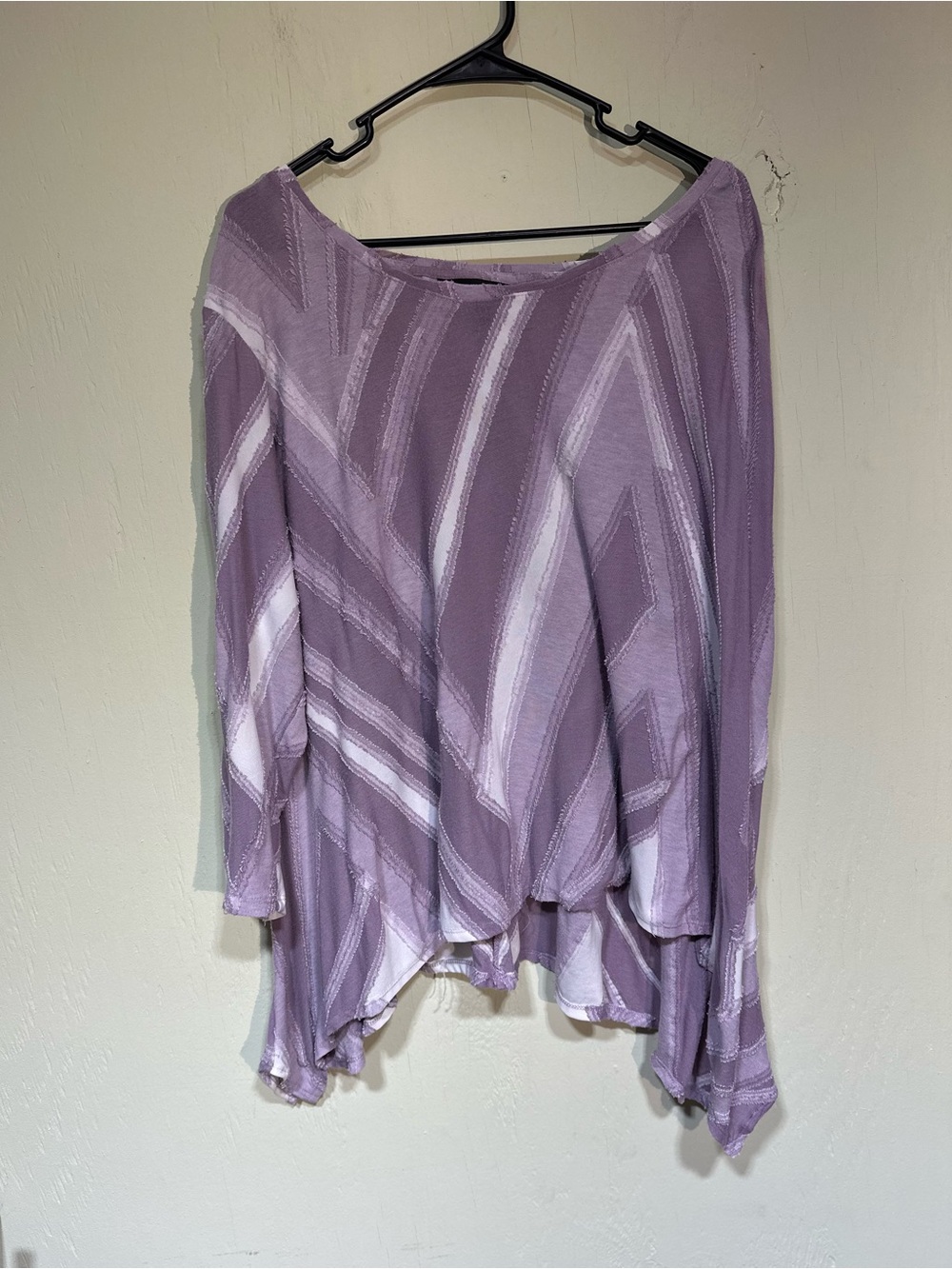 Simply Vera Vera Wang purple textured striped asymmetrical hem raw edge 2x